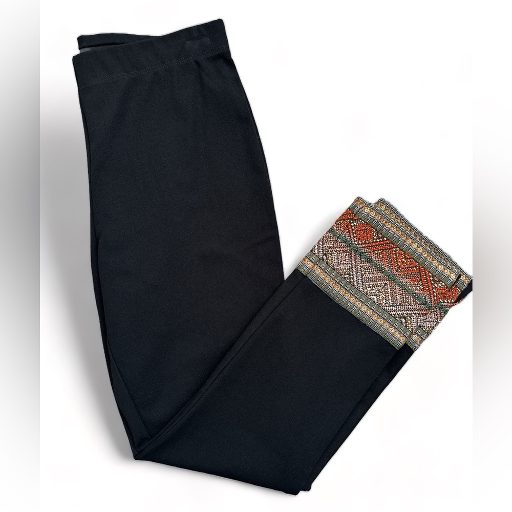 NWOT Karen Kane Black Piper Ribbon Border Ankle Pants - Size M Pull on Style - Picture 4 of 15
